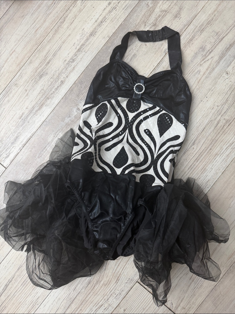 Zebra Costume Tutu Dance Leotard with Rhinestone Accent